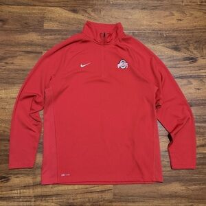 Nike Ohio State Buckeyes Jacket Mens Large Red 1/4 Zip Long Sleeve Lightweight